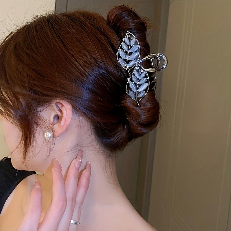 Opal Hair Claw Headwear for Women Leaf Shape Hair Clip