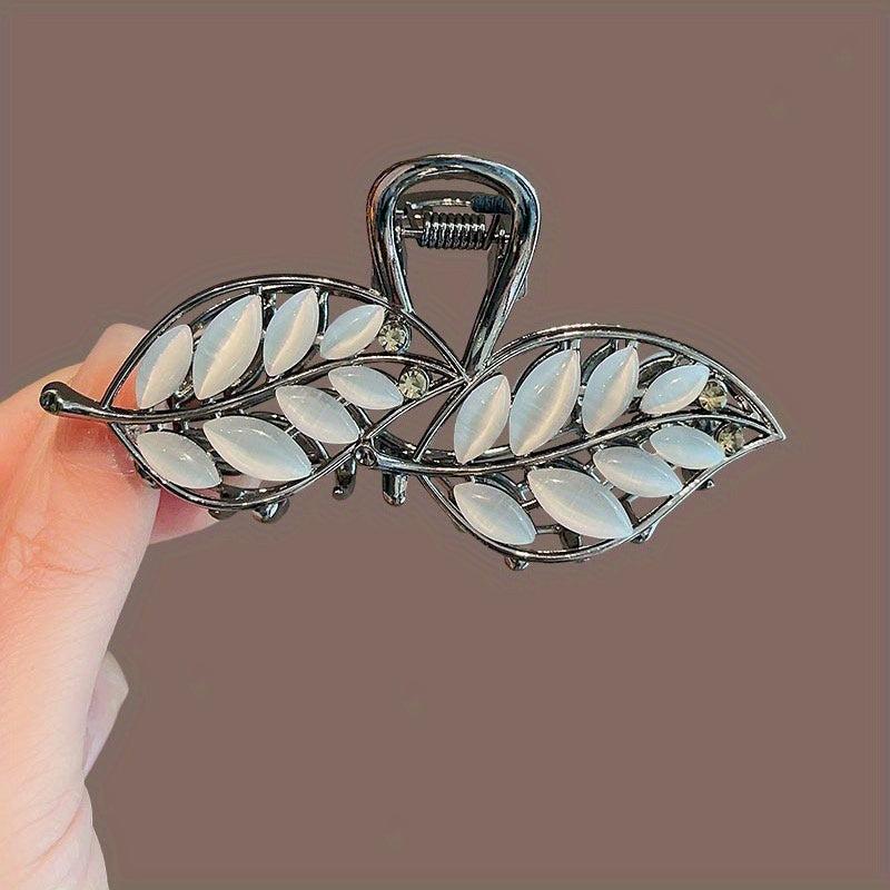 Opal Hair Claw Headwear for Women Leaf Shape Hair Clip