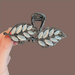 Opal Hair Claw Headwear for Women Leaf Shape Hair Clip
