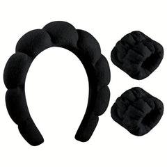 4pc Plush Hair Accessories Set Fuzzy Bow Knot Headband Leopard Pattern Waistband