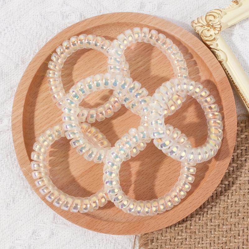 6pcs Clear Spiral Hair Ties No Crease Hair Bands