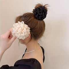 Flower Mesh Hair Claw Ponytail Clip Sweet Retro Hair Claw for Women