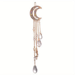 Moon Shape Rhinestone Crystal Pendant Hair Clip Retro Hair Accessories