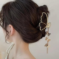 Metal Butterfly Tassel Hair Claw Clip Non Slip Strong Hold Grip Hair Jaw Clip