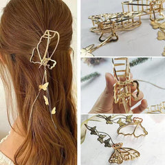 Metal Butterfly Tassel Hair Claw Clip Non Slip Strong Hold Grip Hair Jaw Clip