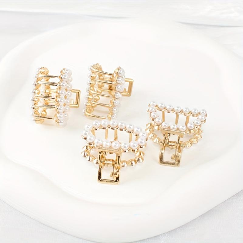 Faux Pearl Hollow Hair Claw Side Clip Set Women Hair Accessories