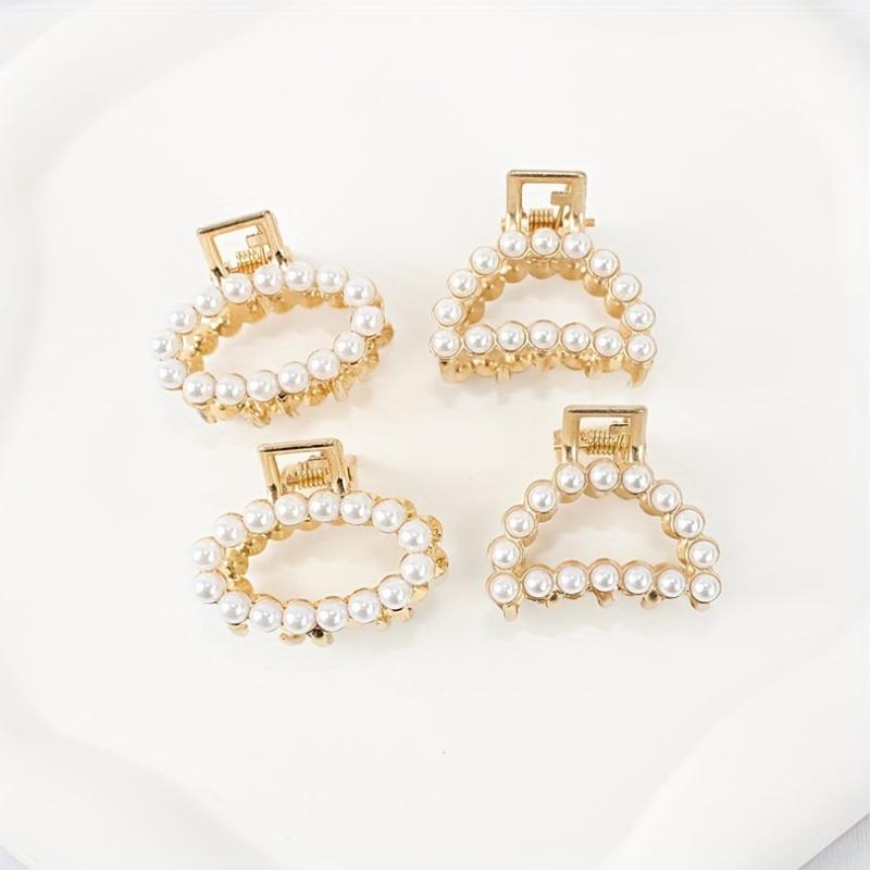 Faux Pearl Hollow Hair Claw Side Clip Set Women Hair Accessories
