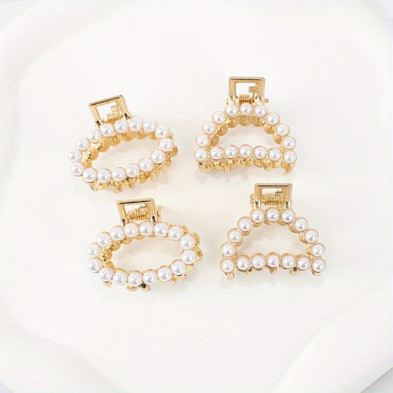 Faux Pearl Hollow Hair Claw Side Clip Set Women Hair Accessories