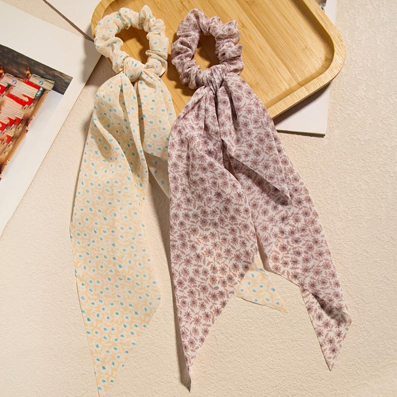 4pcs Vintage Floral Elastic Hair Ties