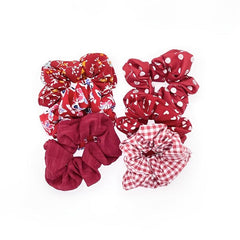 6pcs Floral Chiffon Hair Scrunchies Ties Colorful Elastic Polka Dot & Striped