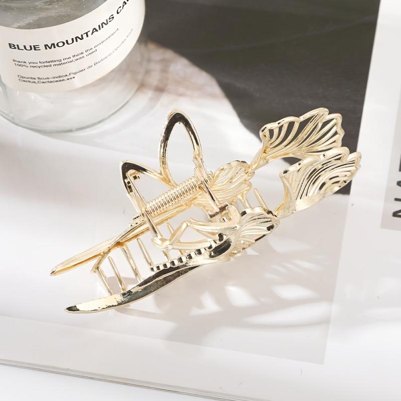 Golden Hair Claw Clip Ginkgo Leaf Strong Hold Grip Hair Jaw Clip