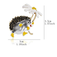 Hedgehog Daisy Brooch Pin Corsage Scarf Clip