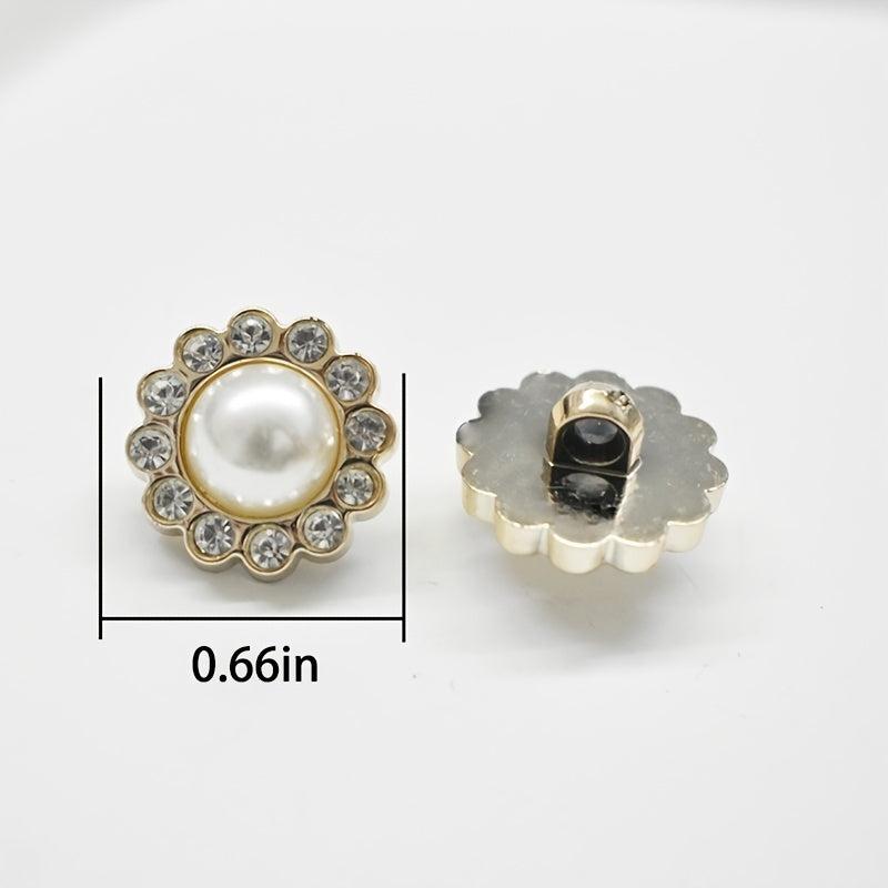 10pcs 1 Golden Rhinestone Pearl Button Women's Accessories
