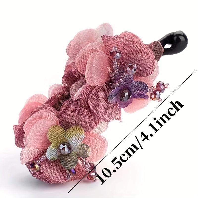 Boho Flower Hair Claw Clip Resin Banana Clip Strong Hold Ponytail Holder