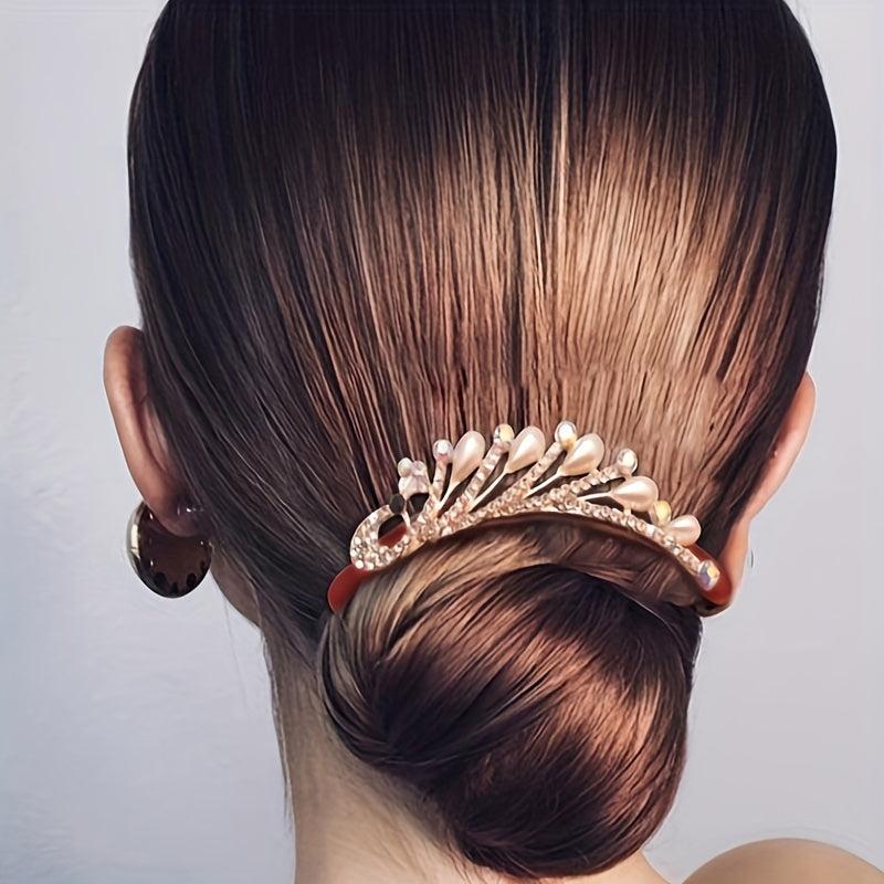 Vintage Faux Pearl Hair Comb Rhinestone Hair Comb Women's Classic Headwear