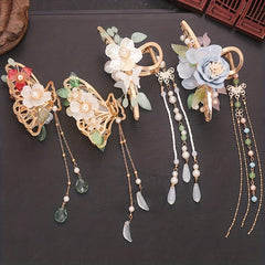 Chinese Style Floral Hair Claw Ponytail Holder
