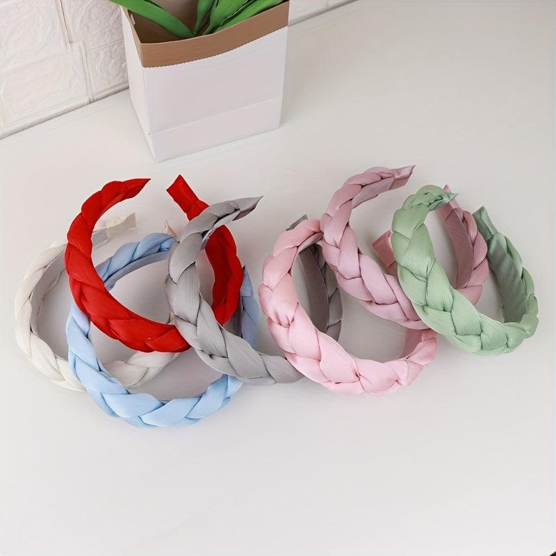 Vintage Fabric Twist Braided Hairband Solid Hair Hoop For Women Girls