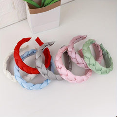 Vintage Fabric Twist Braided Hairband Solid Hair Hoop For Women Girls