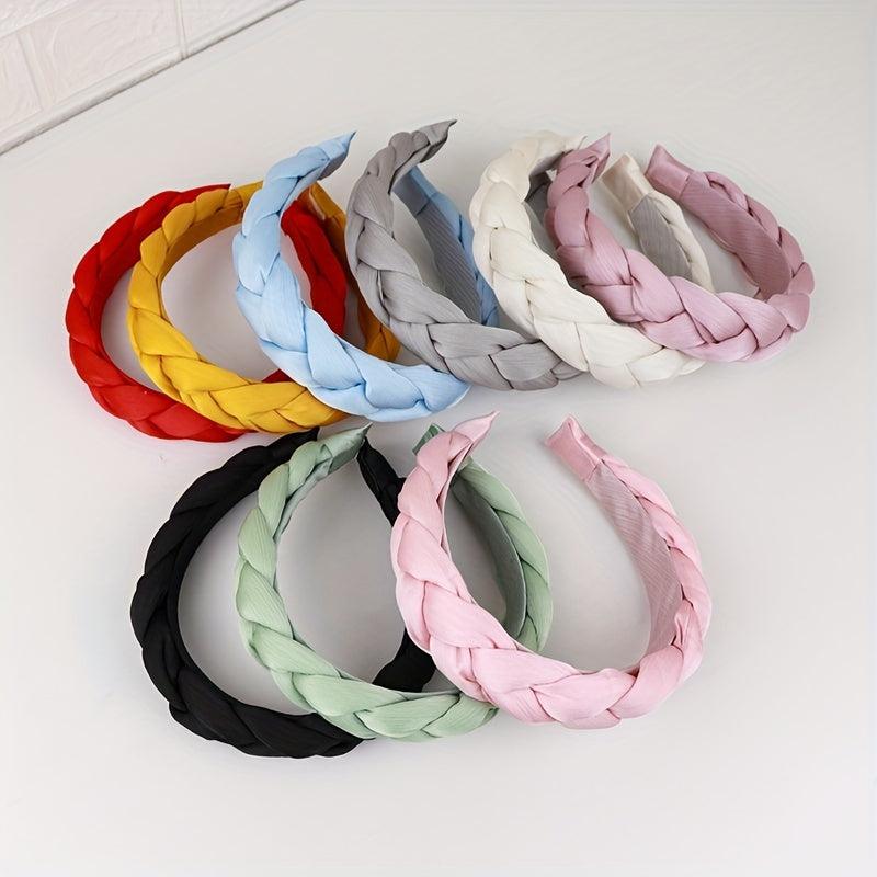 Vintage Fabric Twist Braided Hairband Solid Hair Hoop For Women Girls