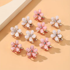 10pcs Pink Flower Rhinestone Hair Claw Ladies Clip Alloy Accessories