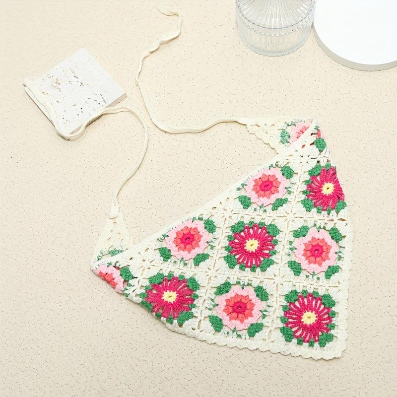 Sweet Flower Crochet Triangle Scarf Headband Hair Accessories