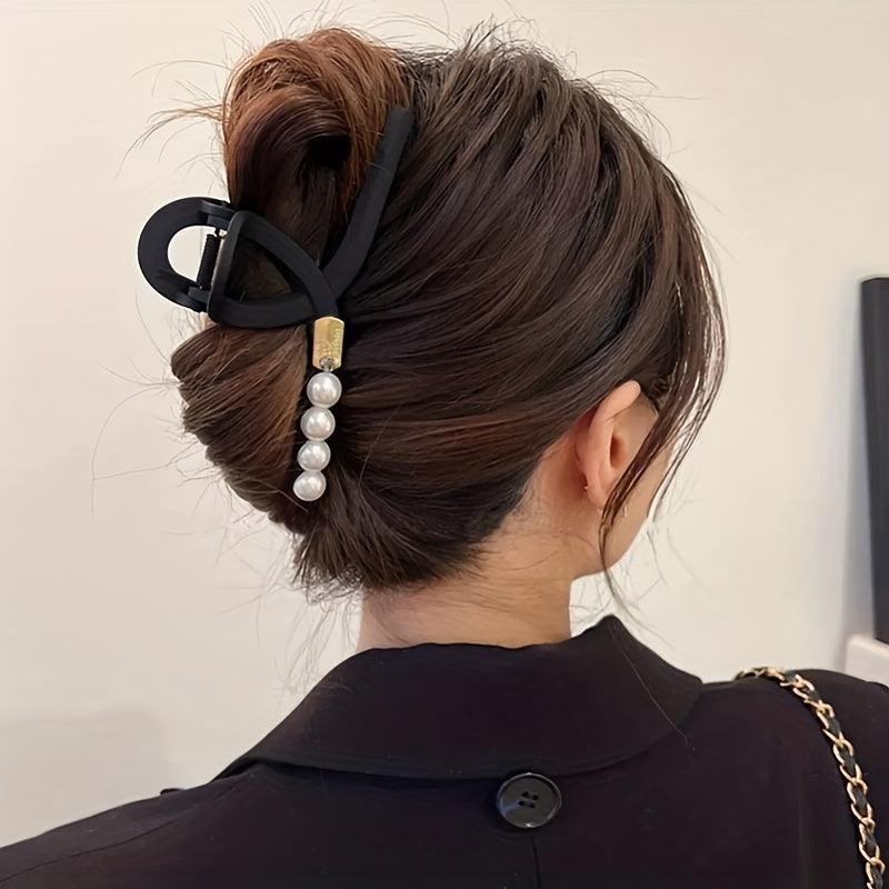 Faux Pearl Hair Claw Nonslip Ponytail Holder for Women