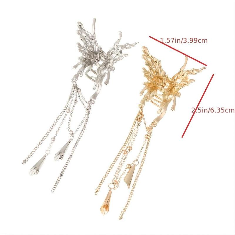 Ladies Butterfly Tassel Hair Clip Metal Small Hair Clip Banquet