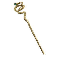Snake Shape Crystal Hairpin Retro Metal Hair Stick Ponytail Holder