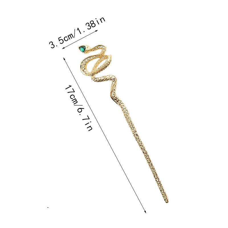 Snake Shape Crystal Hairpin Retro Metal Hair Stick Ponytail Holder