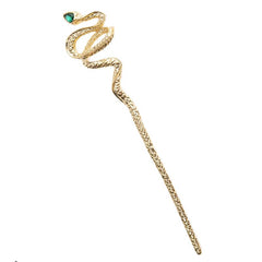 Snake Shape Crystal Hairpin Retro Metal Hair Stick Ponytail Holder