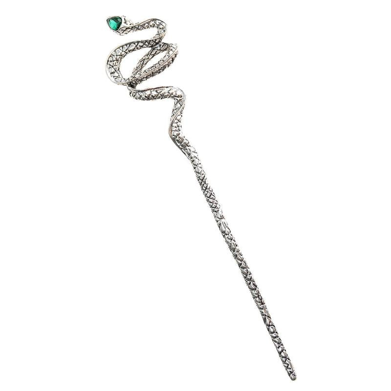 Snake Shape Crystal Hairpin Retro Metal Hair Stick Ponytail Holder