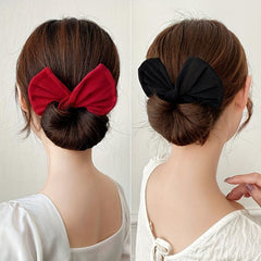 Minimalist Bow Charm Hair Bun Maker Solid Hair Band Magic Styling Accessory