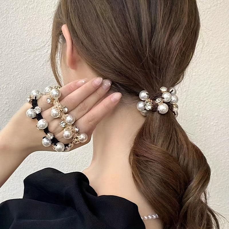 Faux Pearl Head Tie Female Hair Rope Headdress