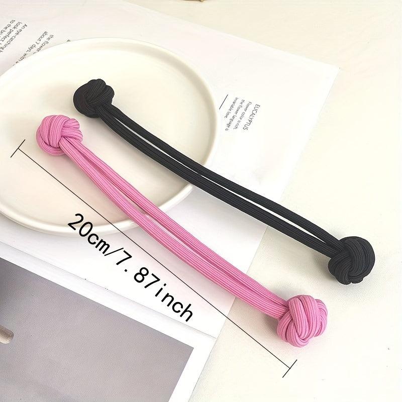 4PCS Large Double Knot Rope Hair Bands Seamless Hair Tie Ponytail Holder