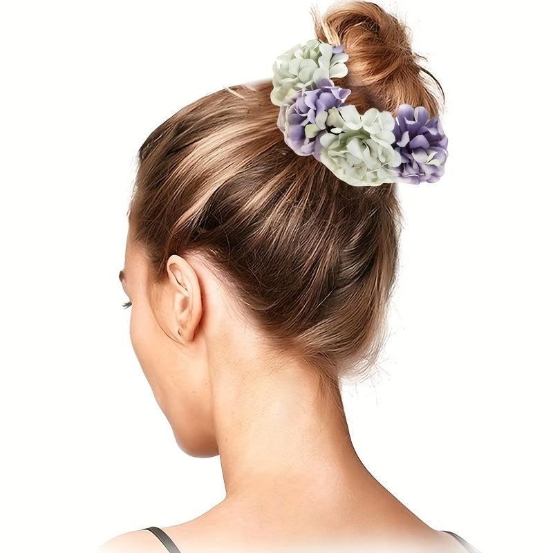 Boho Fabric Flower Hair Tie Elastic Hair Band