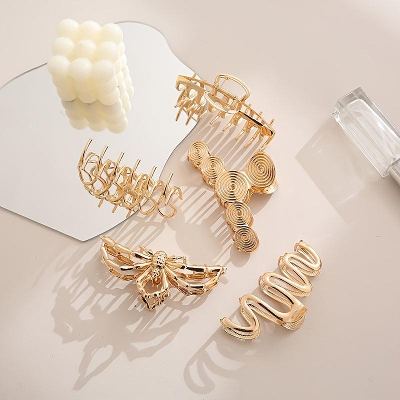 Golden Metal Hair Claw Clips For Women Strong Hold Hair Clamps
