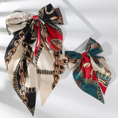 Chain Print Bow Barrettes Ribbon Hair Pins Hair Accessories 2pcs
