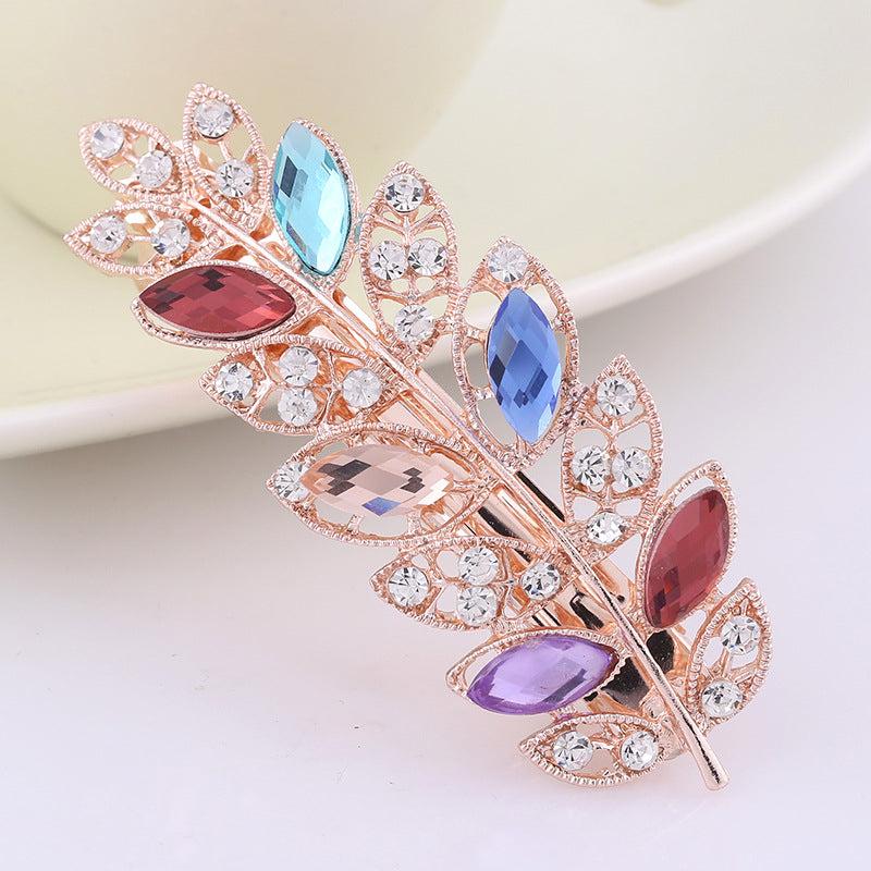 Large Flower Hair Barrette Clips Rhinestone Hairpin Accessories
