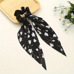 Floral Pattern Scarf Scrunchies Hair Tie Style Hair Rope Ponytail Holder
