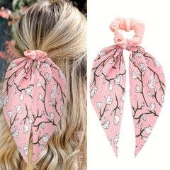 Floral Pattern Scarf Scrunchies Hair Tie Style Hair Rope Ponytail Holder