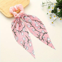 Floral Pattern Scarf Scrunchies Hair Tie Style Hair Rope Ponytail Holder