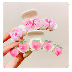 3pcs Peach Pattern Hair Claw Back Head Hair Claw Female Hair Accessories