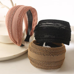 Black Wide Brim Hair Band Non Slip Hollow Headwear