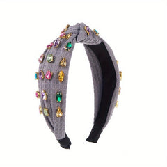 Baroque Crystal Headband Cross Knotted Head Hoop Wide Criss Cross Headdress