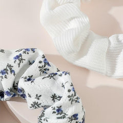 2 Pcs Floral Print Scrunchies Hairbands Ponytail Holder Elastic Hair Ties