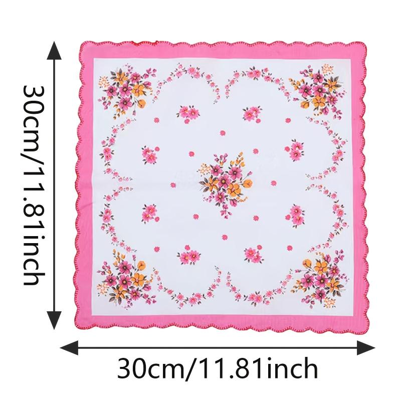 6pcs Ladies Floral Handkerchiefs Portable Pocket Tissue Bandana 3 Colors