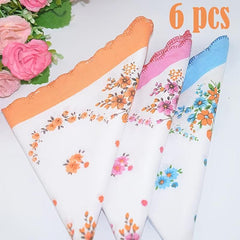 6pcs Ladies Floral Handkerchiefs Portable Pocket Tissue Bandana 3 Colors