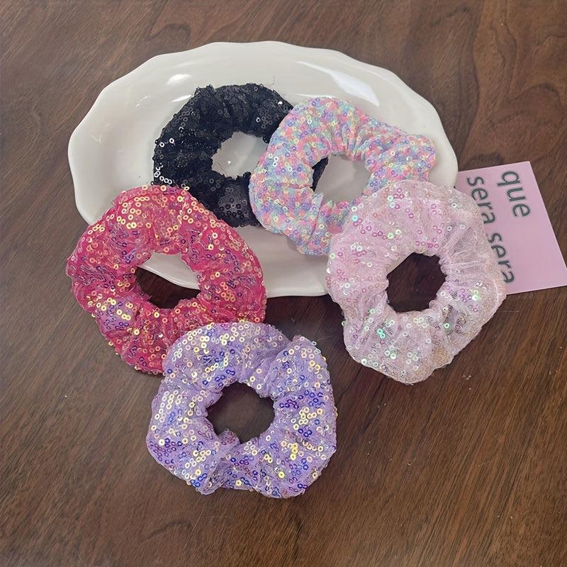 LED Lighting Sequin Scrunchies Hair Tie Bracelet For Halloween Christmas