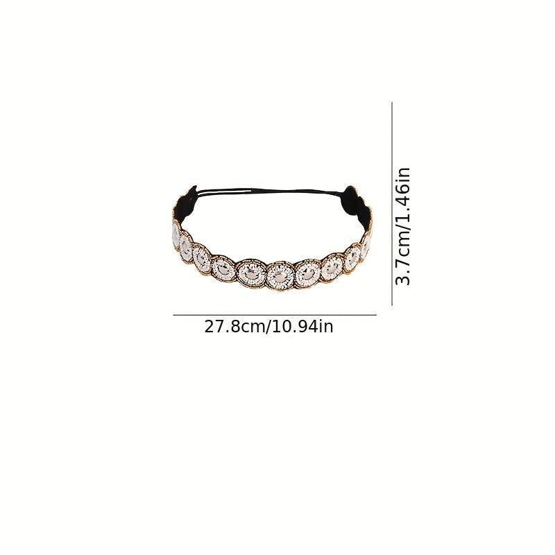 Crystal Rhinestone Headband Beaded Headband Elastic Hair Bands For Women