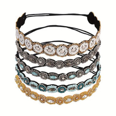 Crystal Rhinestone Headband Beaded Headband Elastic Hair Bands For Women